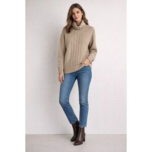 Tatuum Women's‎ XL Beige Ribbed Turtleneck Heavyweight Sweater Wool Blend